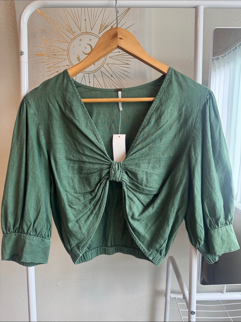 YFB Green Tie-Front Women’s Top Small NWT